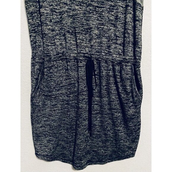 LOFT Lou Grey Tank Dress Womens Large Black Gray Spacedye Drawstring Waist Boho - Picture 4 of 7